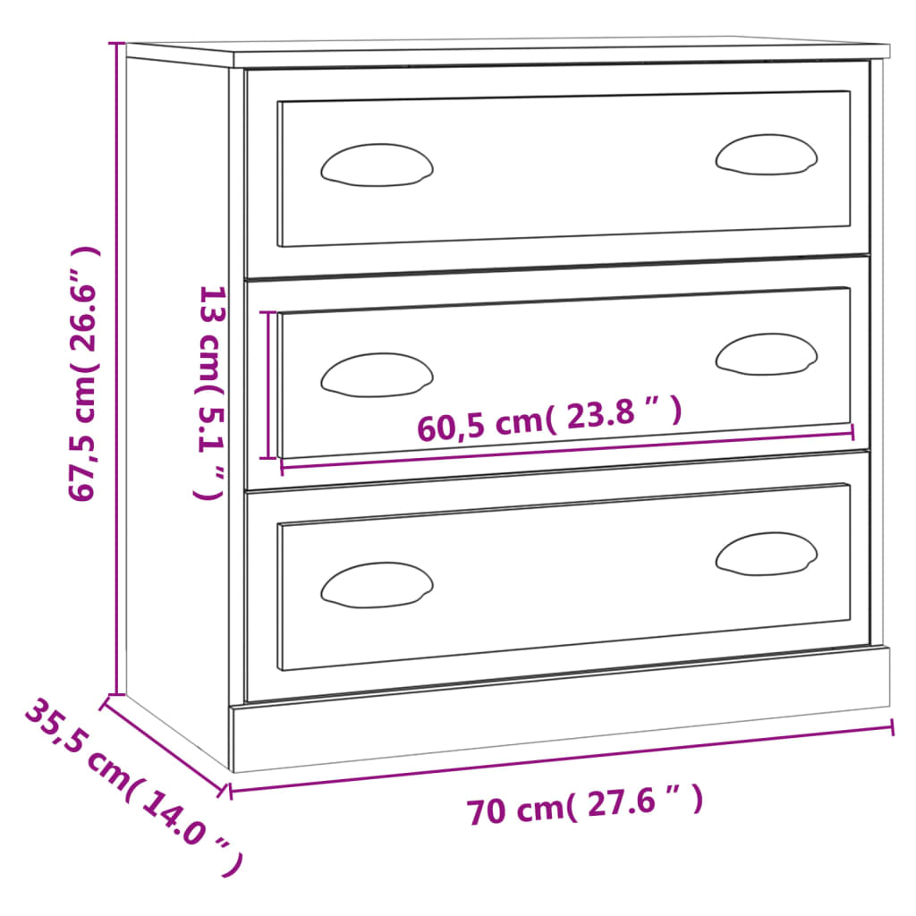vidaXL Sideboard Smoked Oak 70x35,5x67,5 cm Engineered Wood