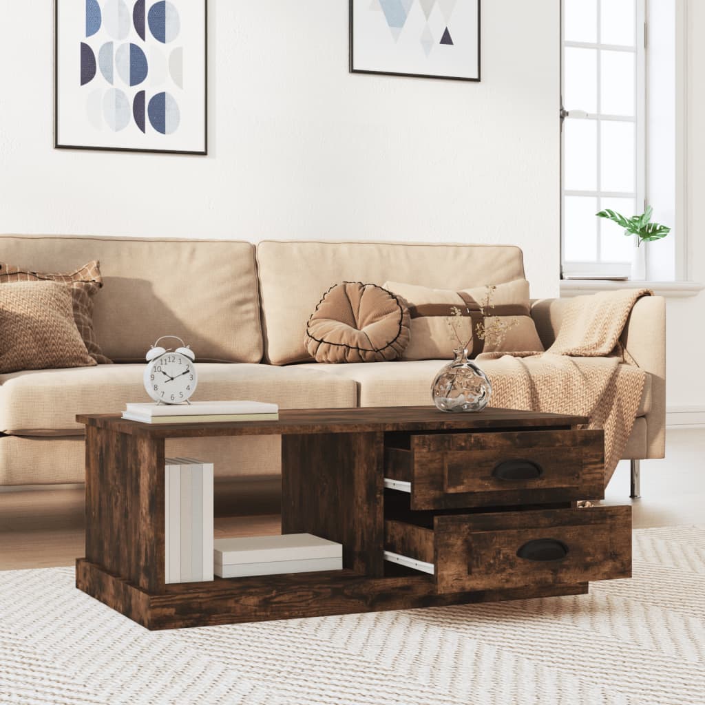 vidaXL Coffee Table Smoked Oak 90x50x35 cm Engineered Wood