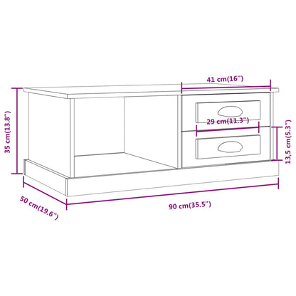 vidaXL Coffee Table Grey Sonoma 90x50x35 cm Engineered Wood