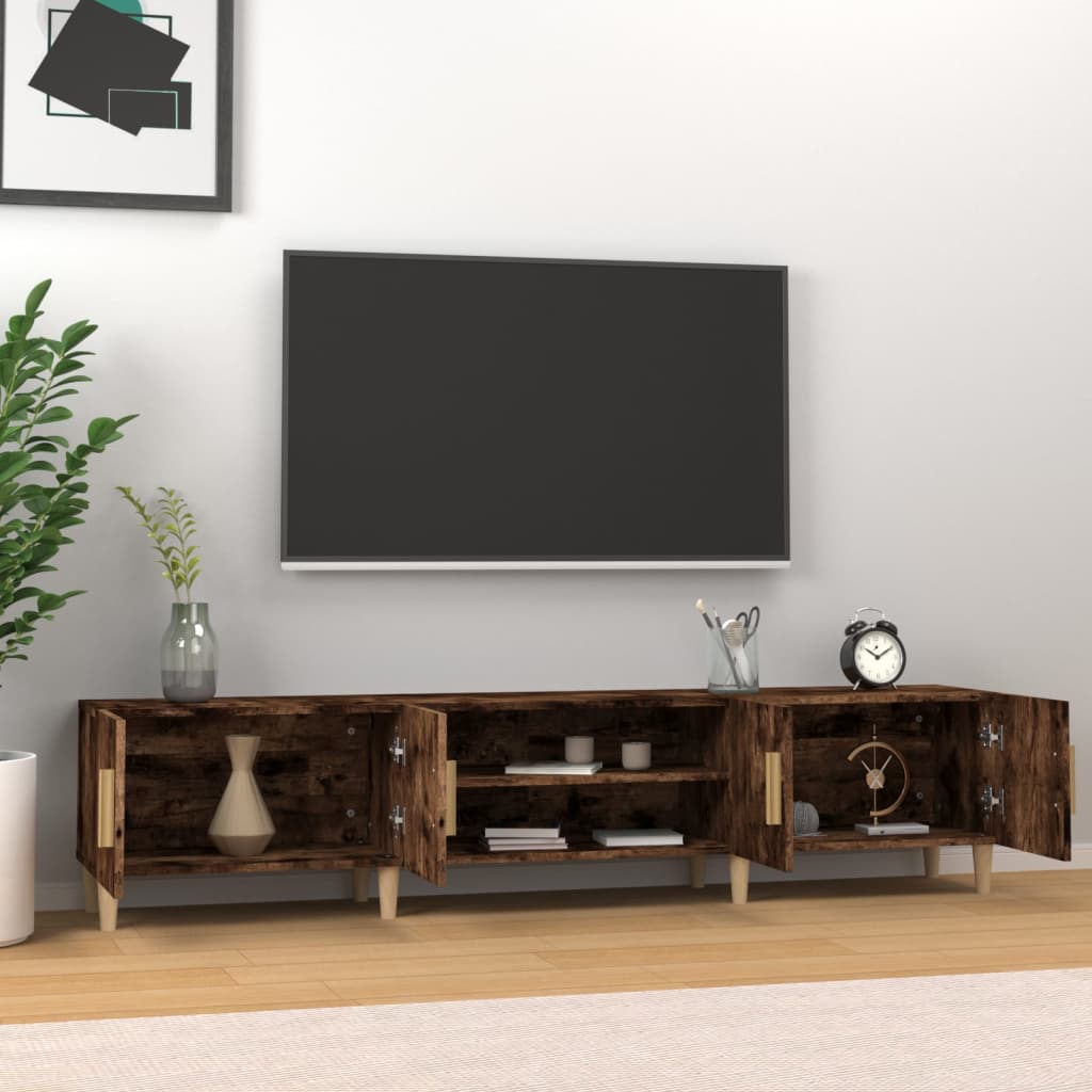 vidaXL TV Cabinet Smoked Oak 180x31.5x40 cm Engineered Wood