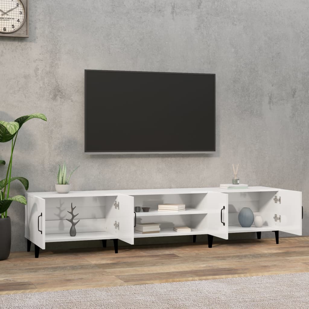 vidaXL TV Cabinet High Gloss White 180x31.5x40 cm Engineered Wood