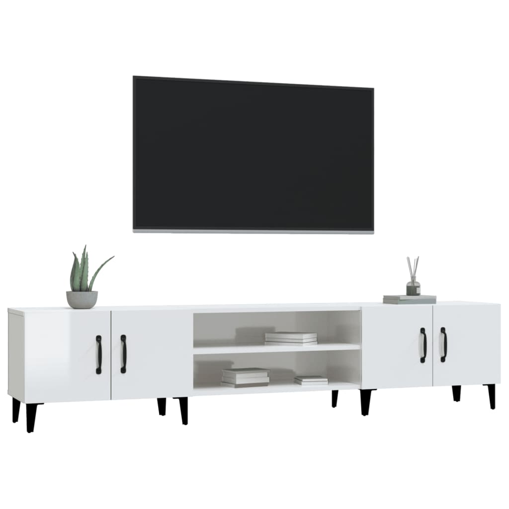vidaXL TV Cabinet High Gloss White 180x31,5x40 cm Engineered Wood