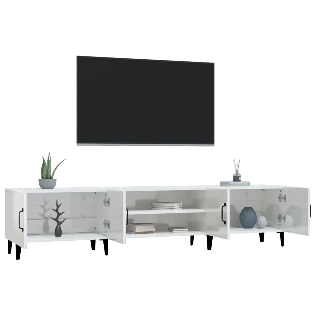 vidaXL TV Cabinet High Gloss White 180x31,5x40 cm Engineered Wood