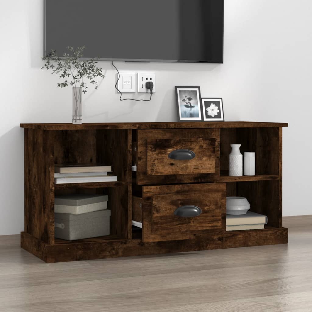 vidaXL TV Cabinet Smoked Oak 99,5x35,5x48 cm Engineered Wood