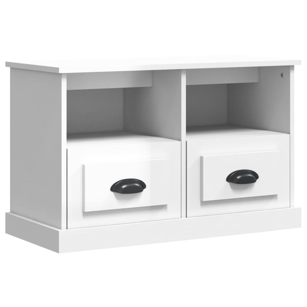 vidaXL TV Cabinet High Gloss White 80x35x50 cm Engineered Wood