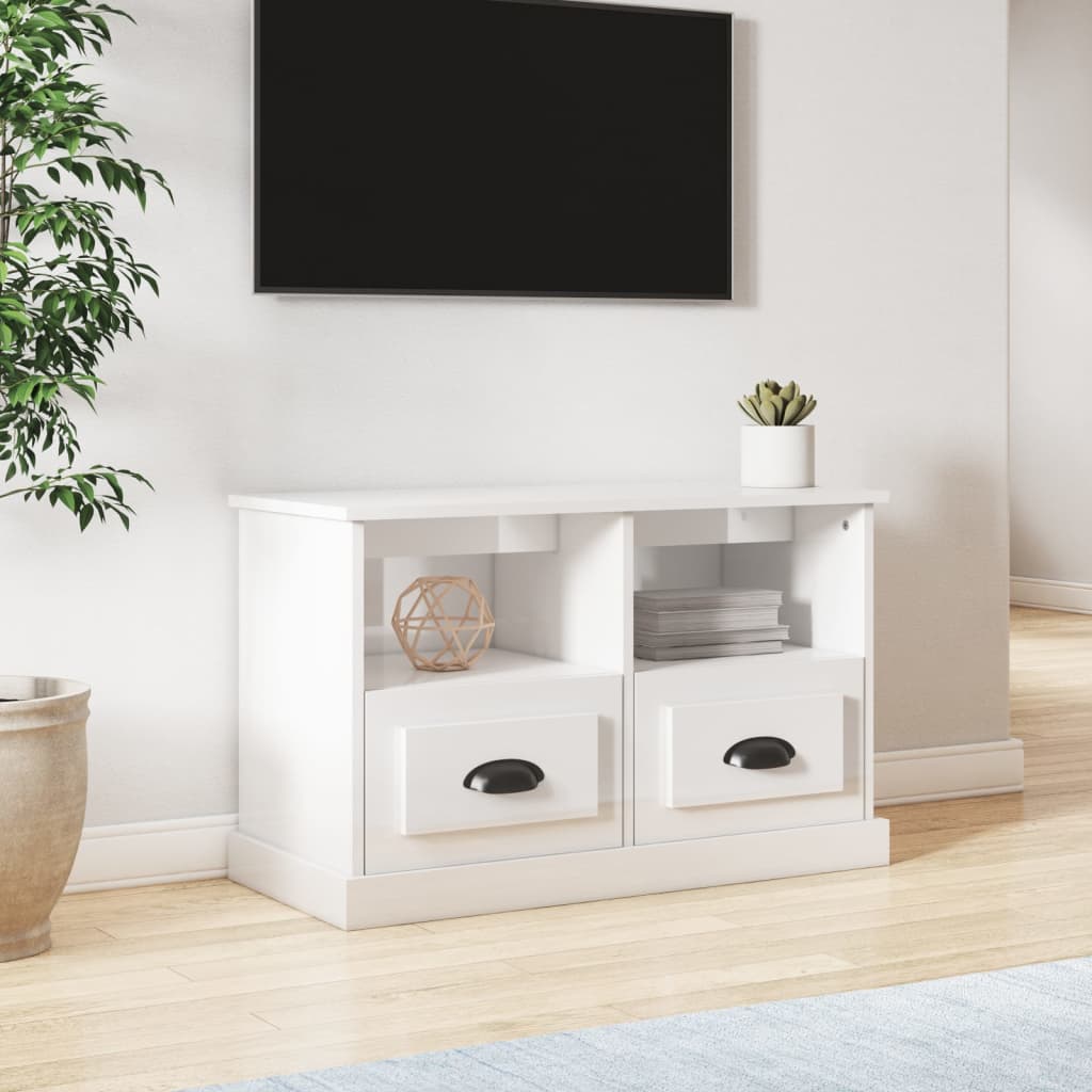 vidaXL TV Cabinet High Gloss White 80x35x50 cm Engineered Wood