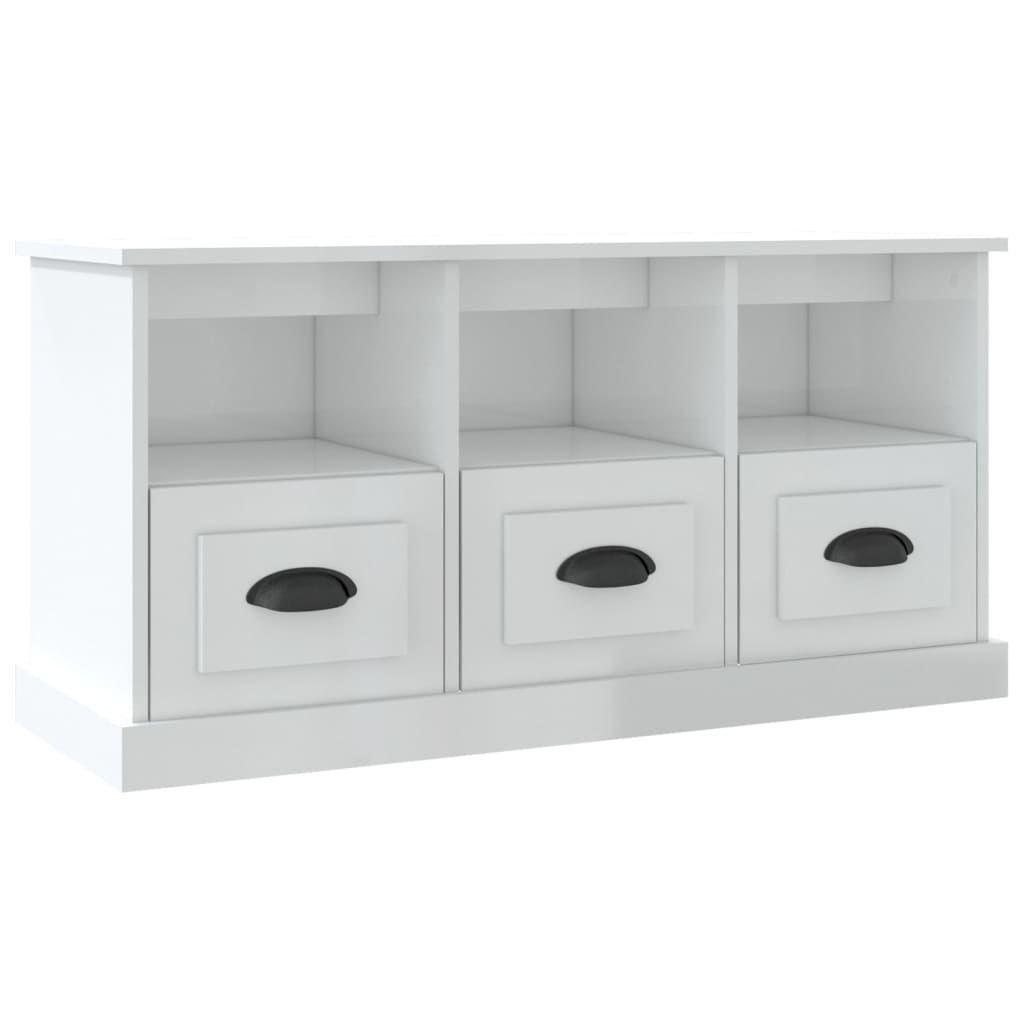 vidaXL TV Cabinet High Gloss White 100x35x50 cm Engineered Wood