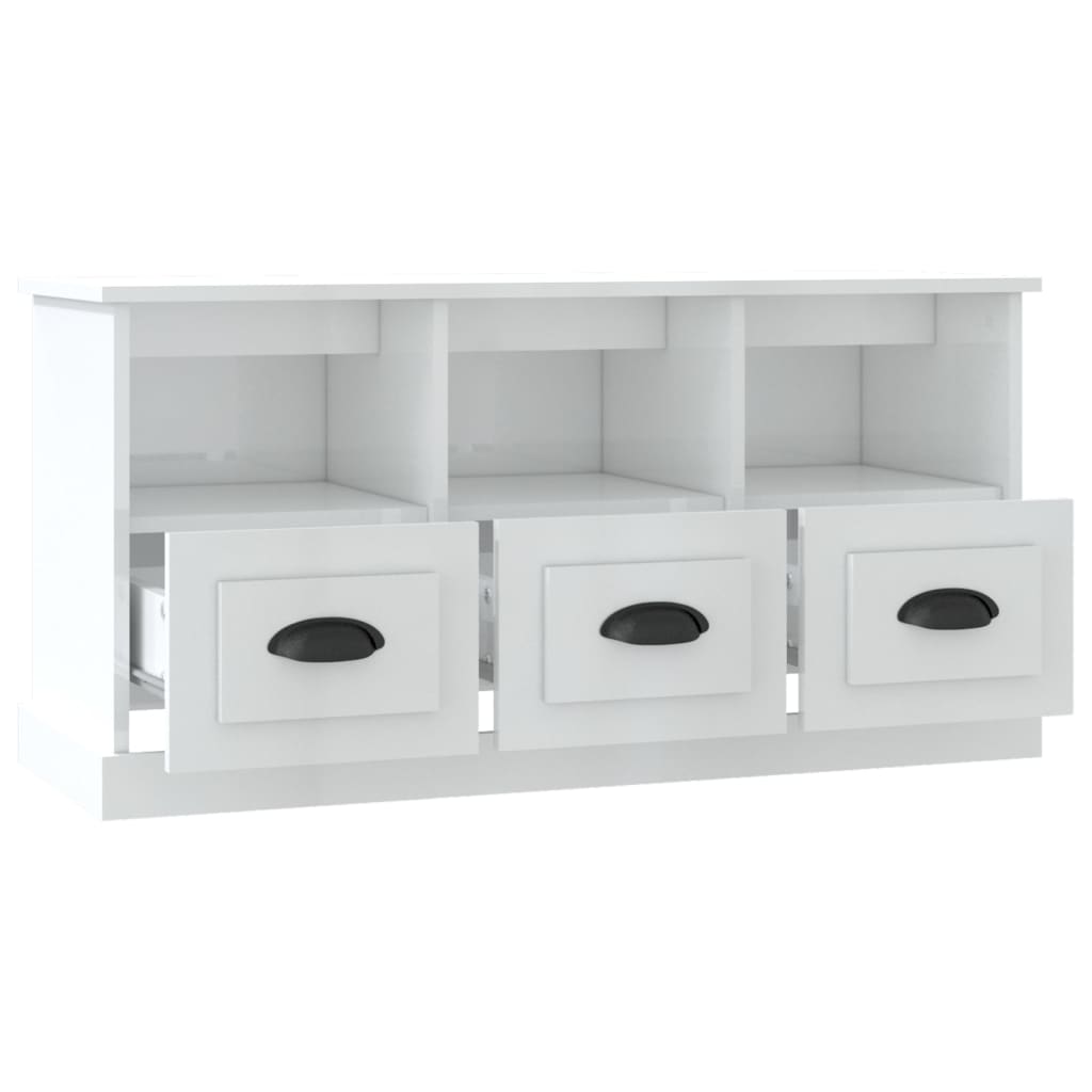 vidaXL TV Cabinet High Gloss White 100x35x50 cm Engineered Wood