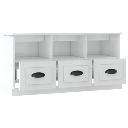 vidaXL TV Cabinet High Gloss White 100x35x50 cm Engineered Wood