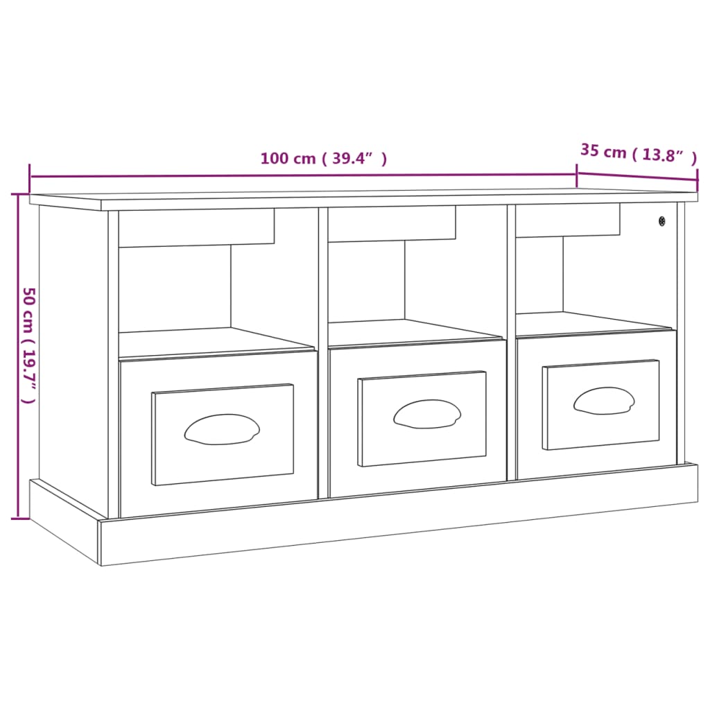 vidaXL TV Cabinet Concrete Grey 100x35x50 cm Engineered Wood