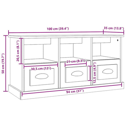 vidaXL TV Cabinet Concrete Grey 100x35x50 cm Engineered Wood