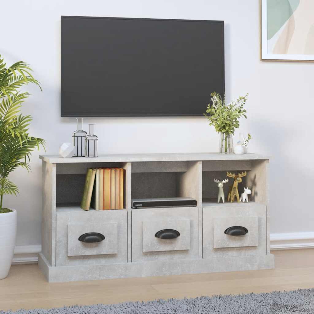 vidaXL TV Cabinet Concrete Grey 100x35x50 cm Engineered Wood