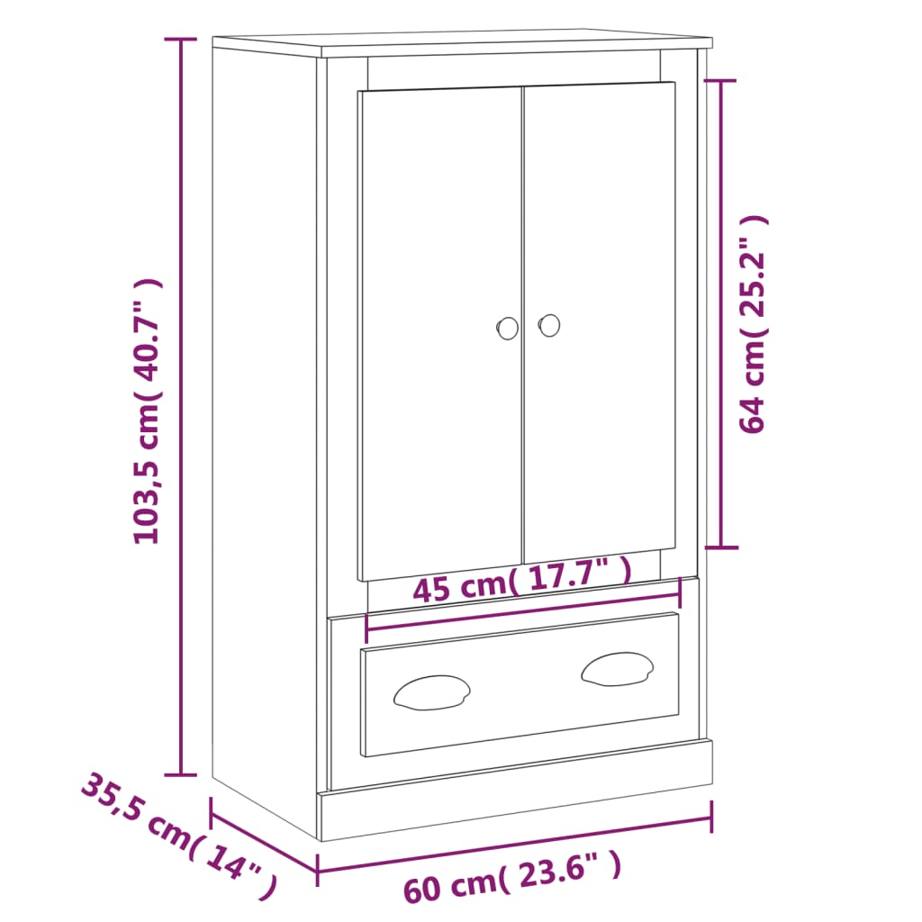 vidaXL Highboard Sonoma Oak 60x35.5x103.5 cm Engineered Wood