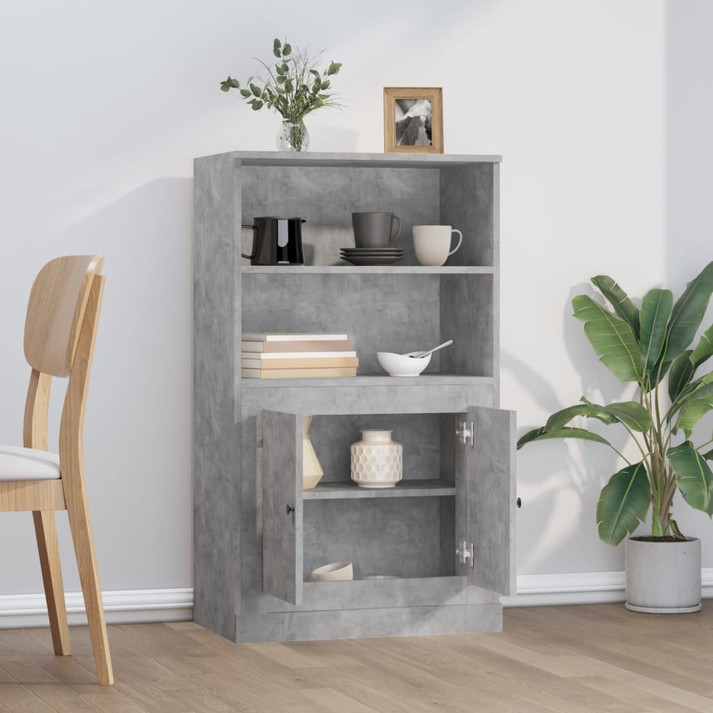 vidaXL Highboard Concrete Grey 60x35.5x103.5 cm Engineered Wood