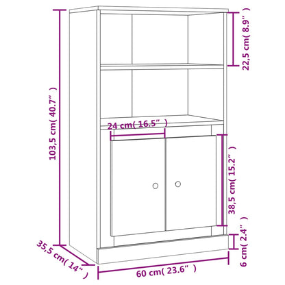 vidaXL Highboard Grey Sonoma 60x35.5x103.5 cm Engineered Wood