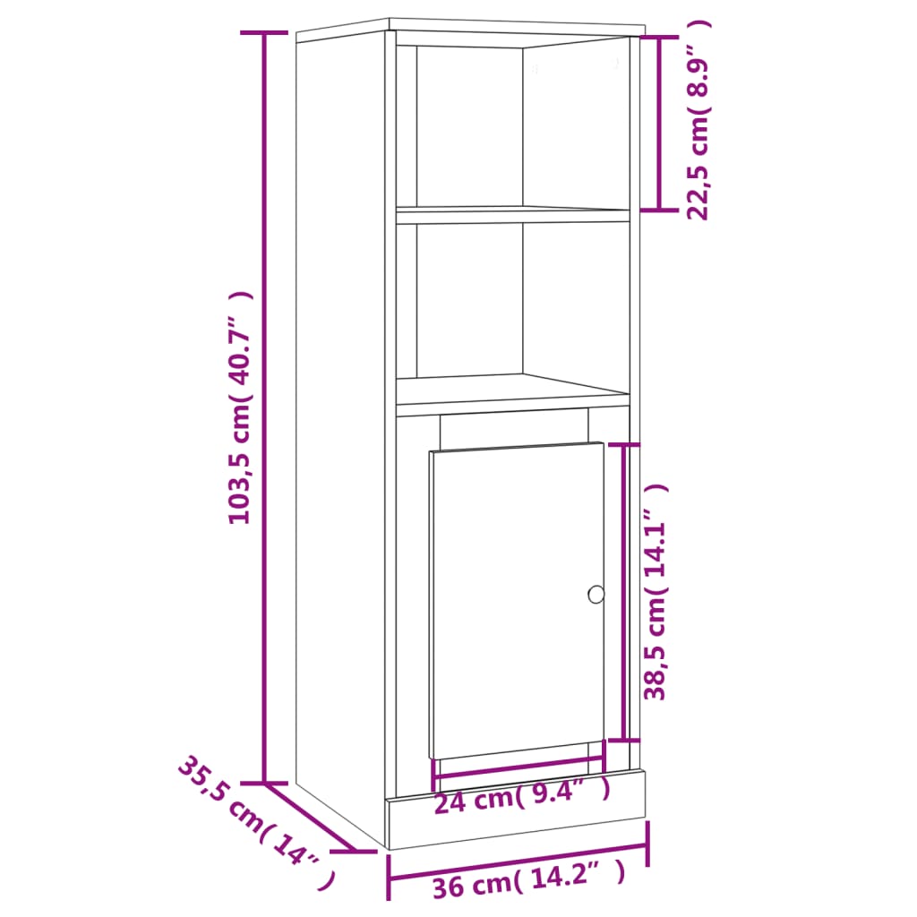 vidaXL Highboard Concrete Grey 36x35,5x103,5 cm Engineered Wood