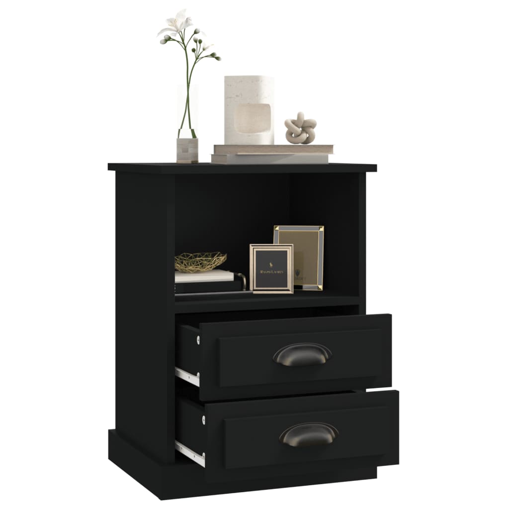 vidaXL Bedside Cabinets 2 pcs Black 43x36x60 cm
