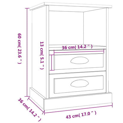 vidaXL Bedside Cabinets 2 pcs Smoked Oak 43x36x60 cm