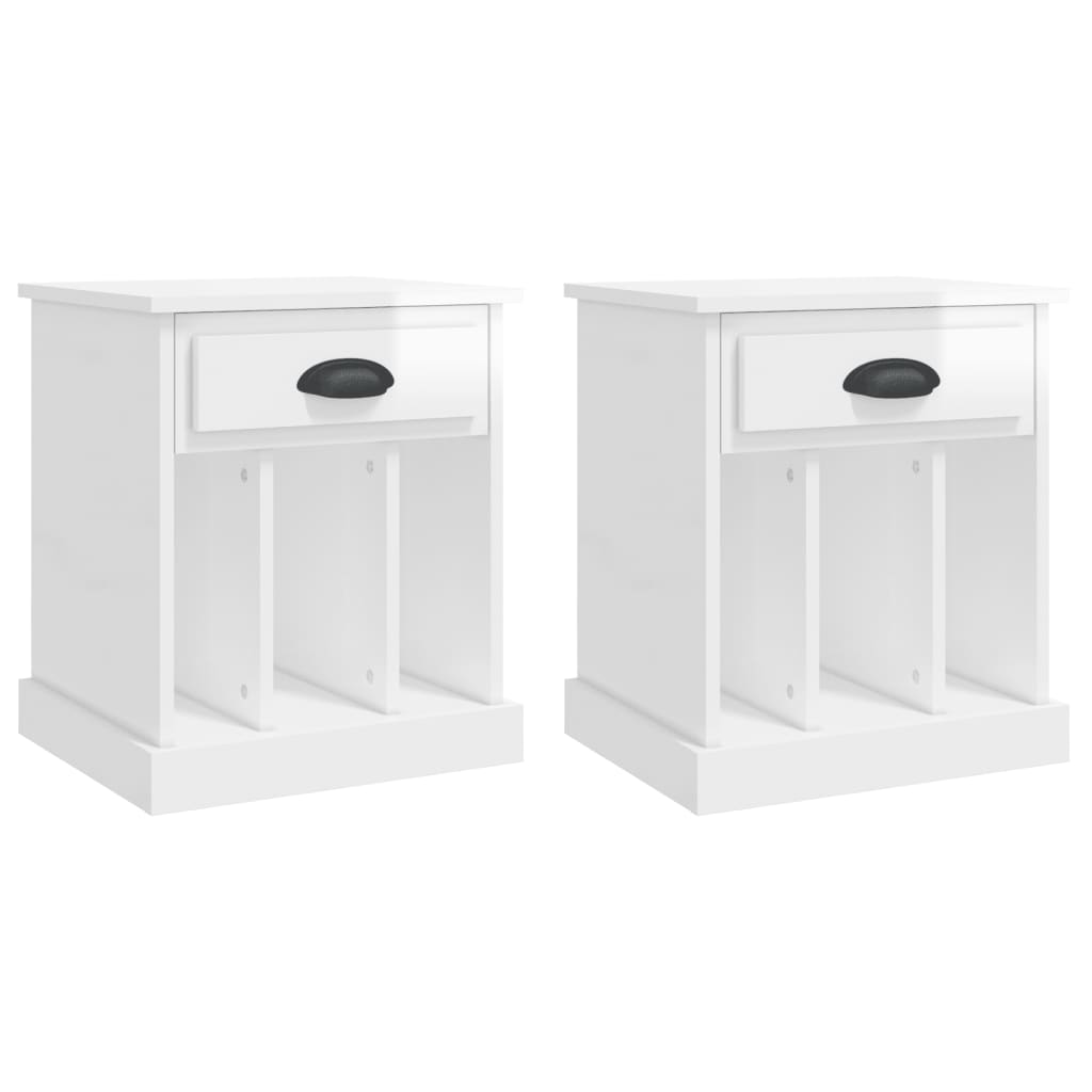vidaXL Bedside Cabinets 2 pcs High Gloss White 43x36x50 cm