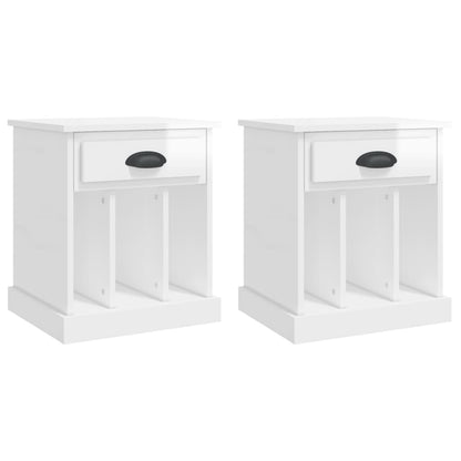 vidaXL Bedside Cabinets 2 pcs High Gloss White 43x36x50 cm