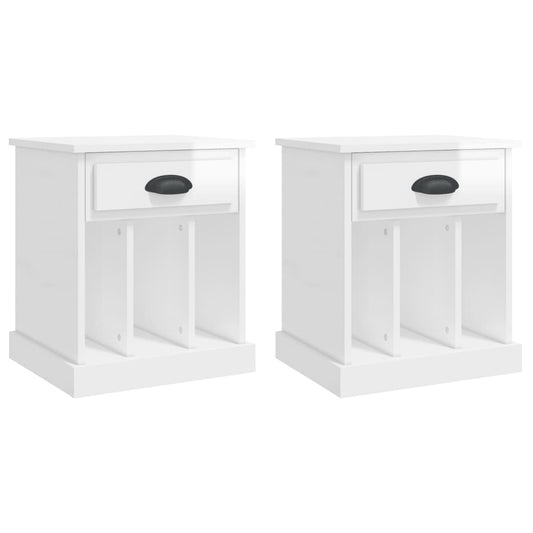 vidaXL Bedside Cabinets 2 pcs High Gloss White 43x36x50 cm