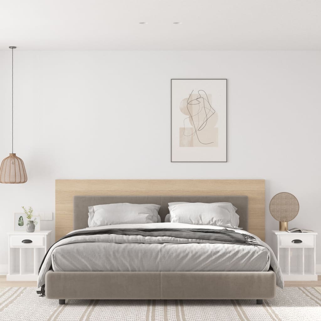 vidaXL Bedside Cabinets 2 pcs High Gloss White 43x36x50 cm