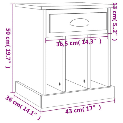 vidaXL Bedside Cabinet Smoked Oak 43x36x50 cm