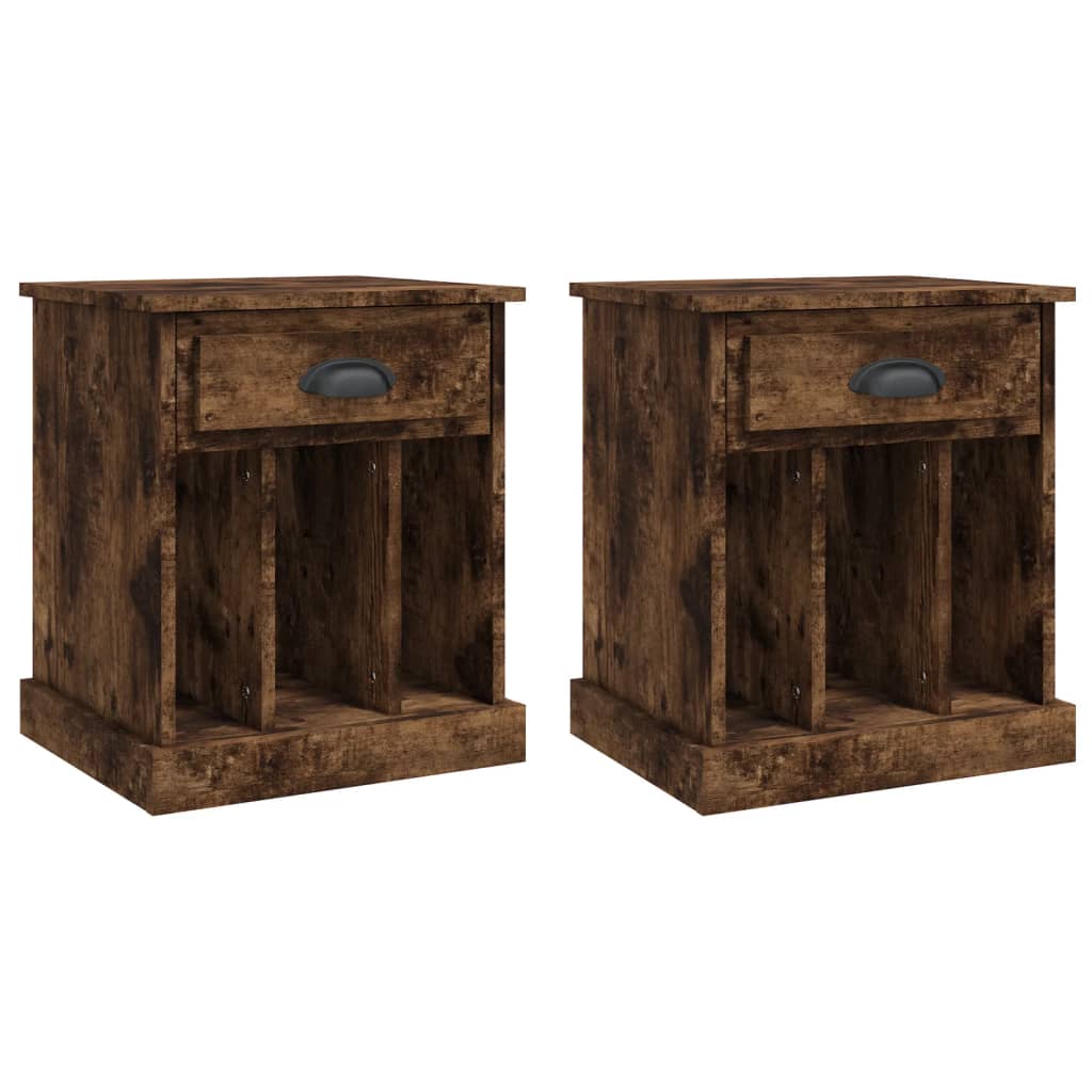vidaXL Bedside Cabinets 2 pcs Smoked Oak 43x36x50 cm