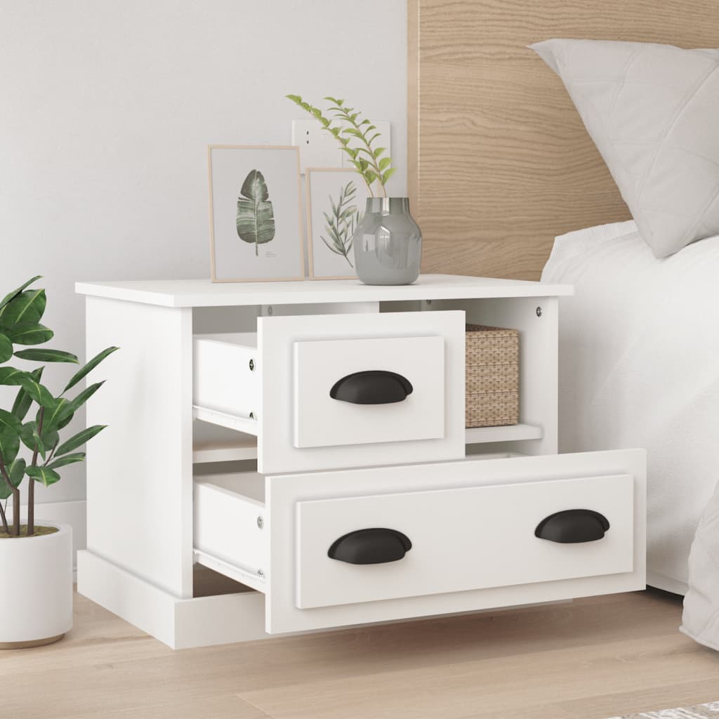 vidaXL Bedside Cabinet White 60x39x45 cm
