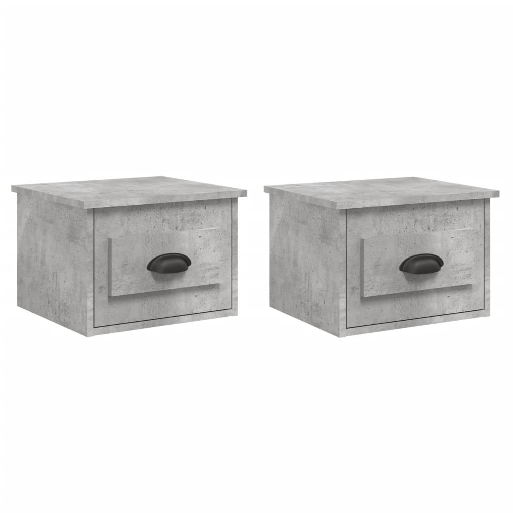 vidaXL Wall-mounted Bedside Cabinets 2 pcs Concrete Grey 41.5x36x28cm