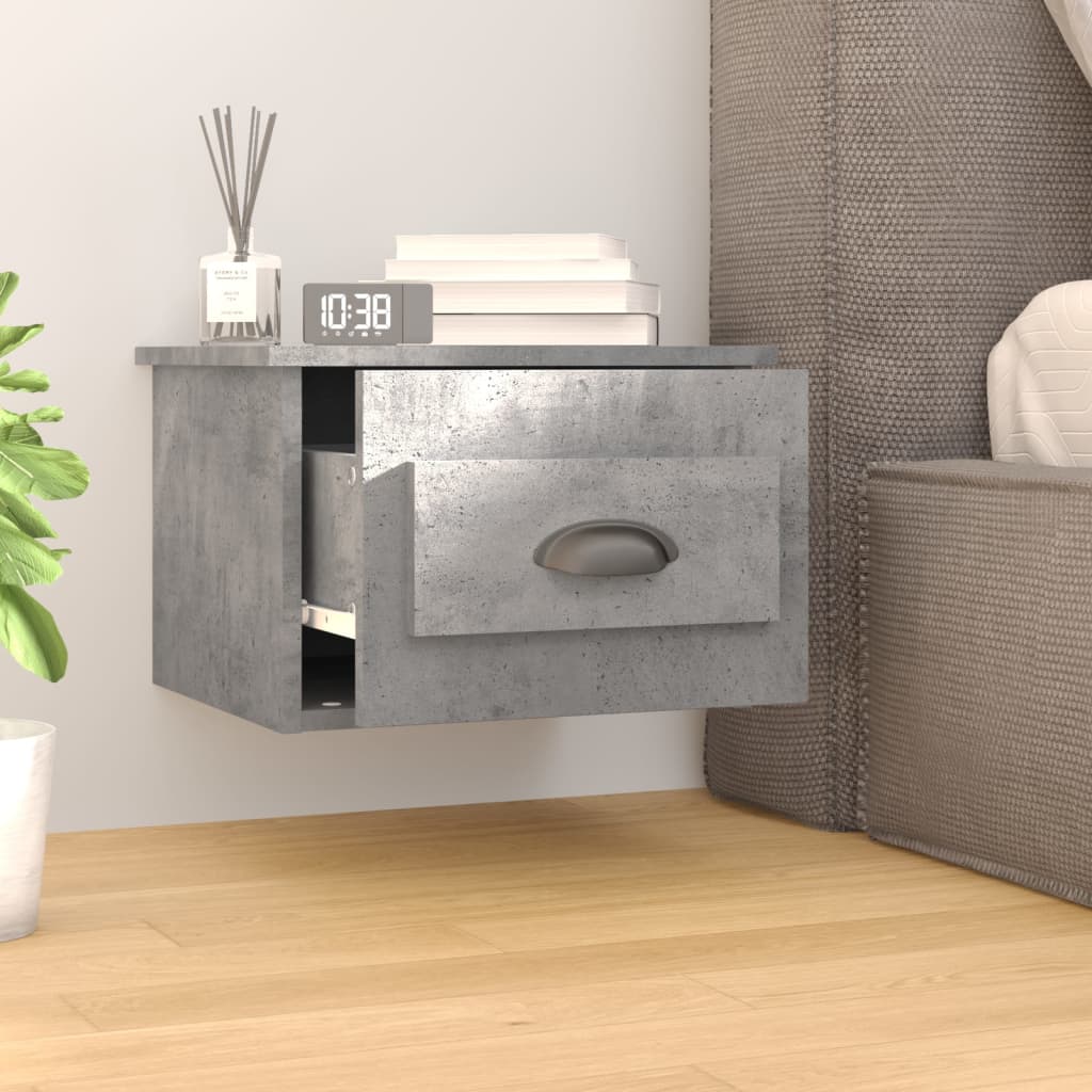 vidaXL Wall-mounted Bedside Cabinets 2 pcs Concrete Grey 41.5x36x28cm