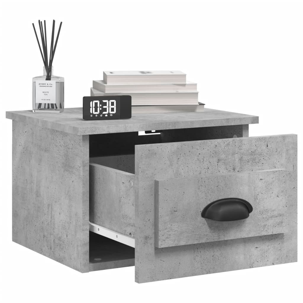vidaXL Wall-mounted Bedside Cabinets 2 pcs Concrete Grey 41.5x36x28cm