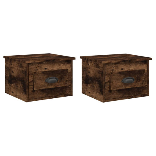 vidaXL Wall-mounted Bedside Cabinets 2 pcs Smoked Oak 41.5x36x28cm