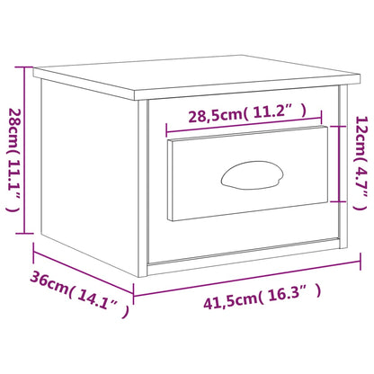 vidaXL Wall-mounted Bedside Cabinet Brown Oak 41.5x36x28cm