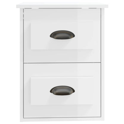 vidaXL Wall-mounted Bedside Cabinet High Gloss White 41.5x36x53cm