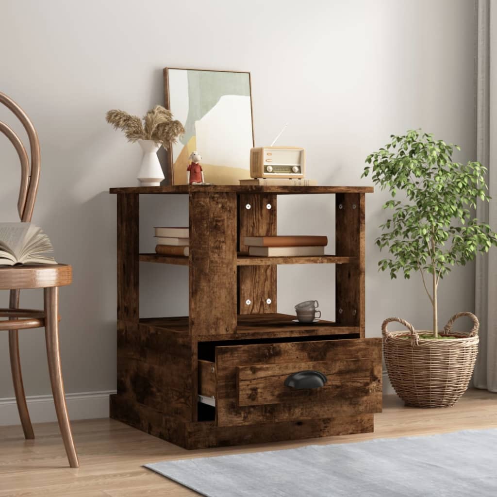 vidaXL Side Table Smoked Oak 50x50x60 cm Engineered Wood