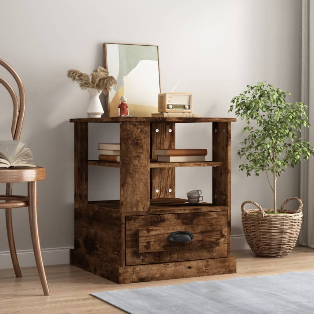 vidaXL Side Table Smoked Oak 50x50x60 cm Engineered Wood