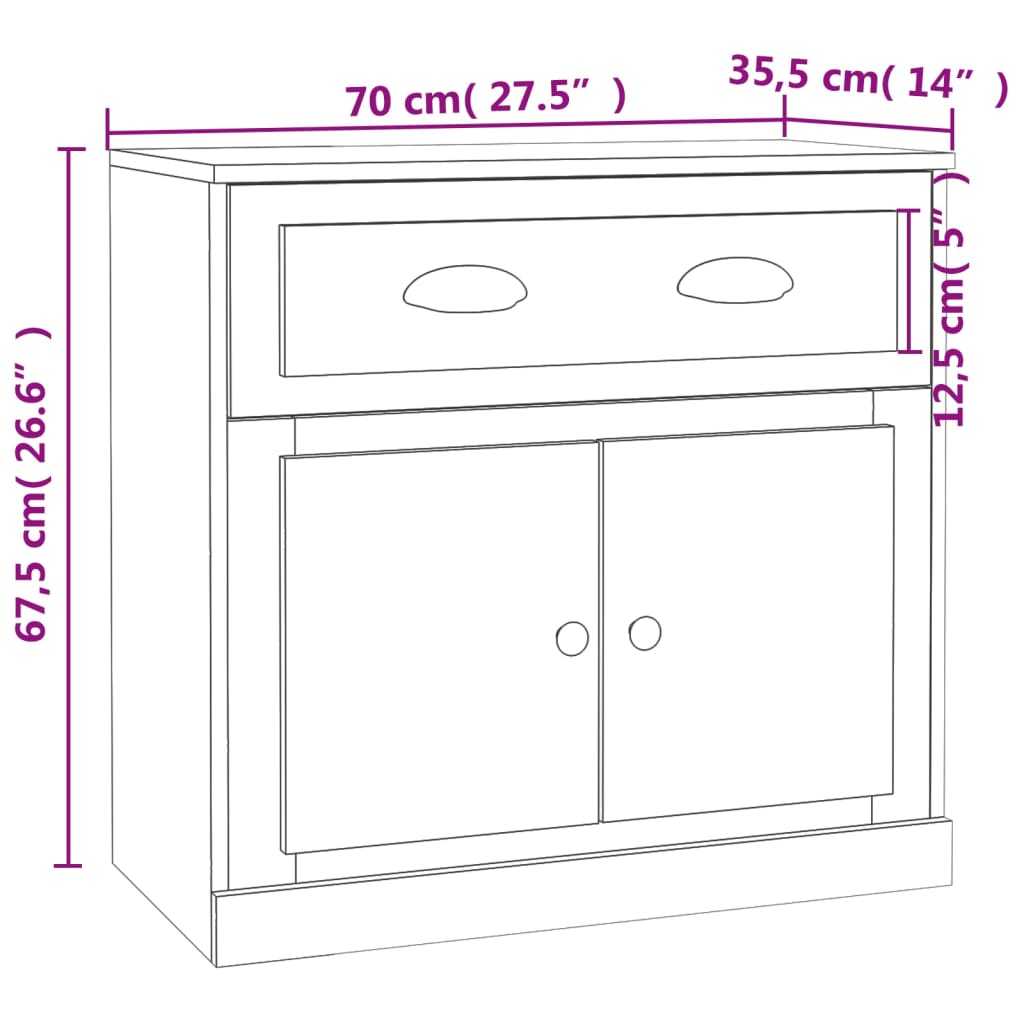 vidaXL Sideboard Smoked Oak 70x35.5x67.5 cm Engineered Wood