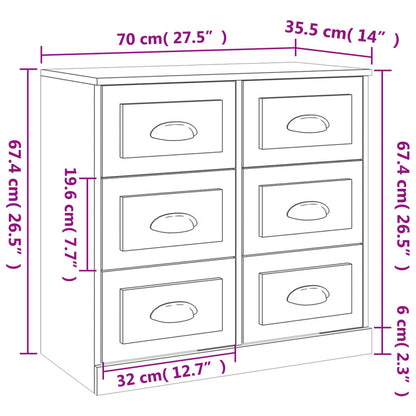 vidaXL Sideboard White 70x35,5x67,5 cm Engineered Wood
