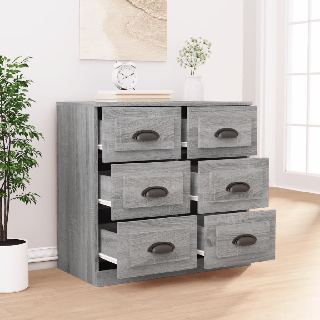 vidaXL Sideboard Grey Sonoma 70x35.5x67.5 cm Engineered Wood