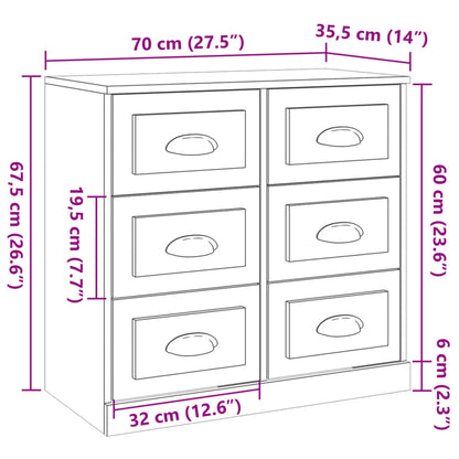 vidaXL Sideboard Brown Oak 70x35.5x67.5 cm Engineered Wood