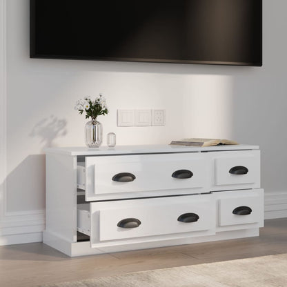 vidaXL TV Cabinet High Gloss White 100x35,5x45 cm Engineered Wood