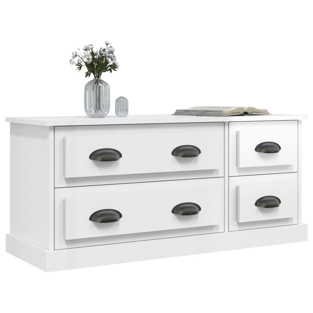vidaXL TV Cabinet High Gloss White 100x35.5x45 cm Engineered Wood