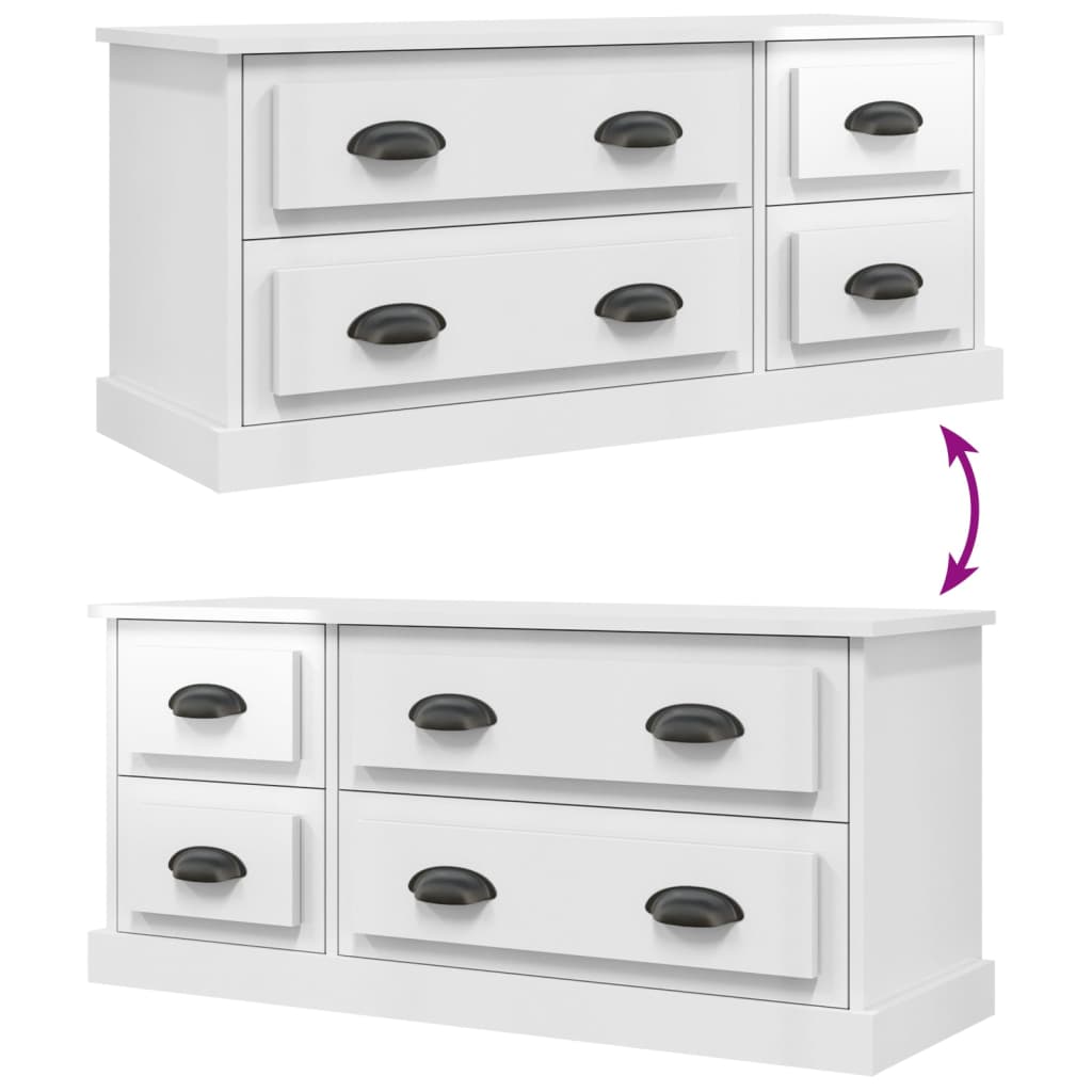 vidaXL TV Cabinet High Gloss White 100x35.5x45 cm Engineered Wood