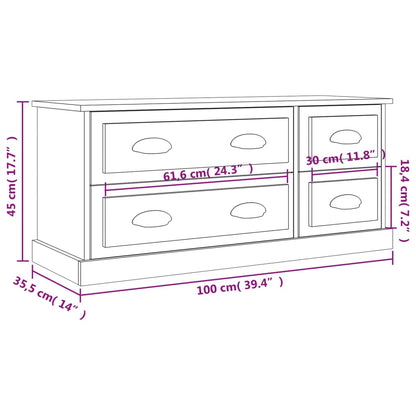 vidaXL TV Cabinet High Gloss White 100x35.5x45 cm Engineered Wood