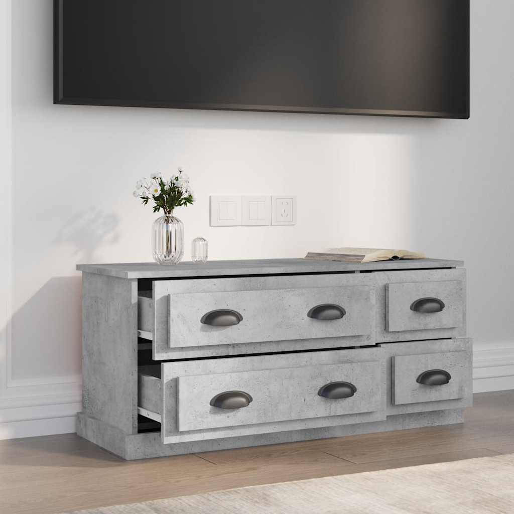 vidaXL TV Cabinet Concrete Grey 100x35,5x45 cm Engineered Wood