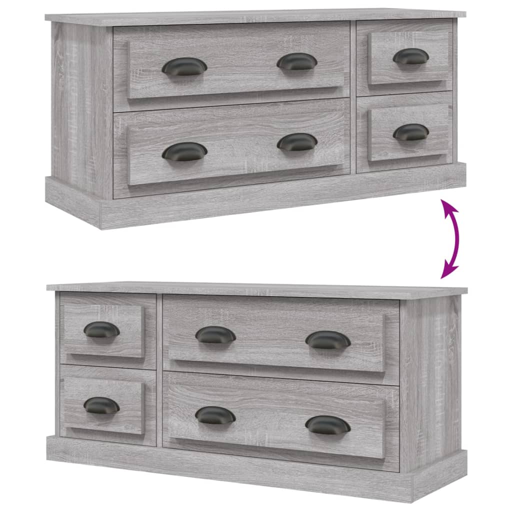 vidaXL TV Cabinet Grey Sonoma 100x35,5x45 cm Engineered Wood
