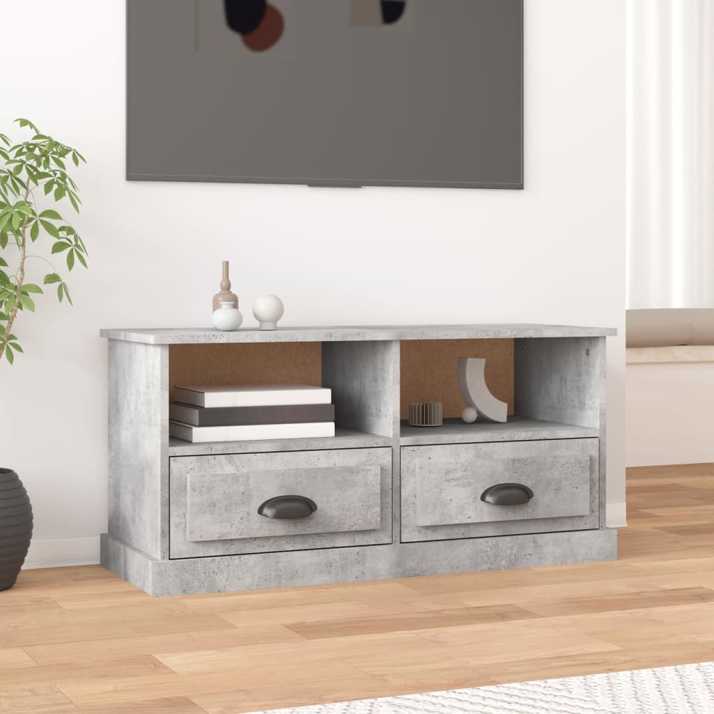 vidaXL TV Cabinet Concrete Grey 93x35.5x45 cm Engineered Wood
