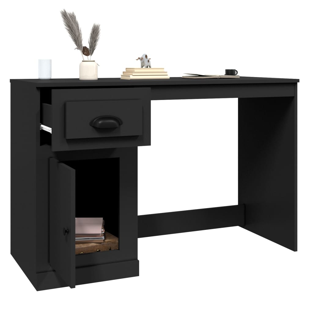 vidaXL Desk with Drawer Black 115x50x75 cm Engineered Wood