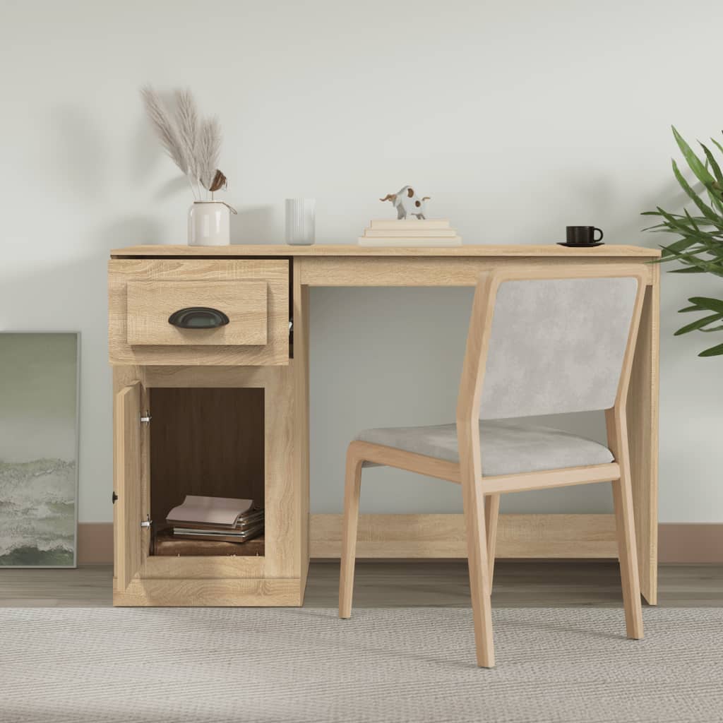 vidaXL Desk with Drawer Sonoma Oak 115x50x75 cm Engineered Wood